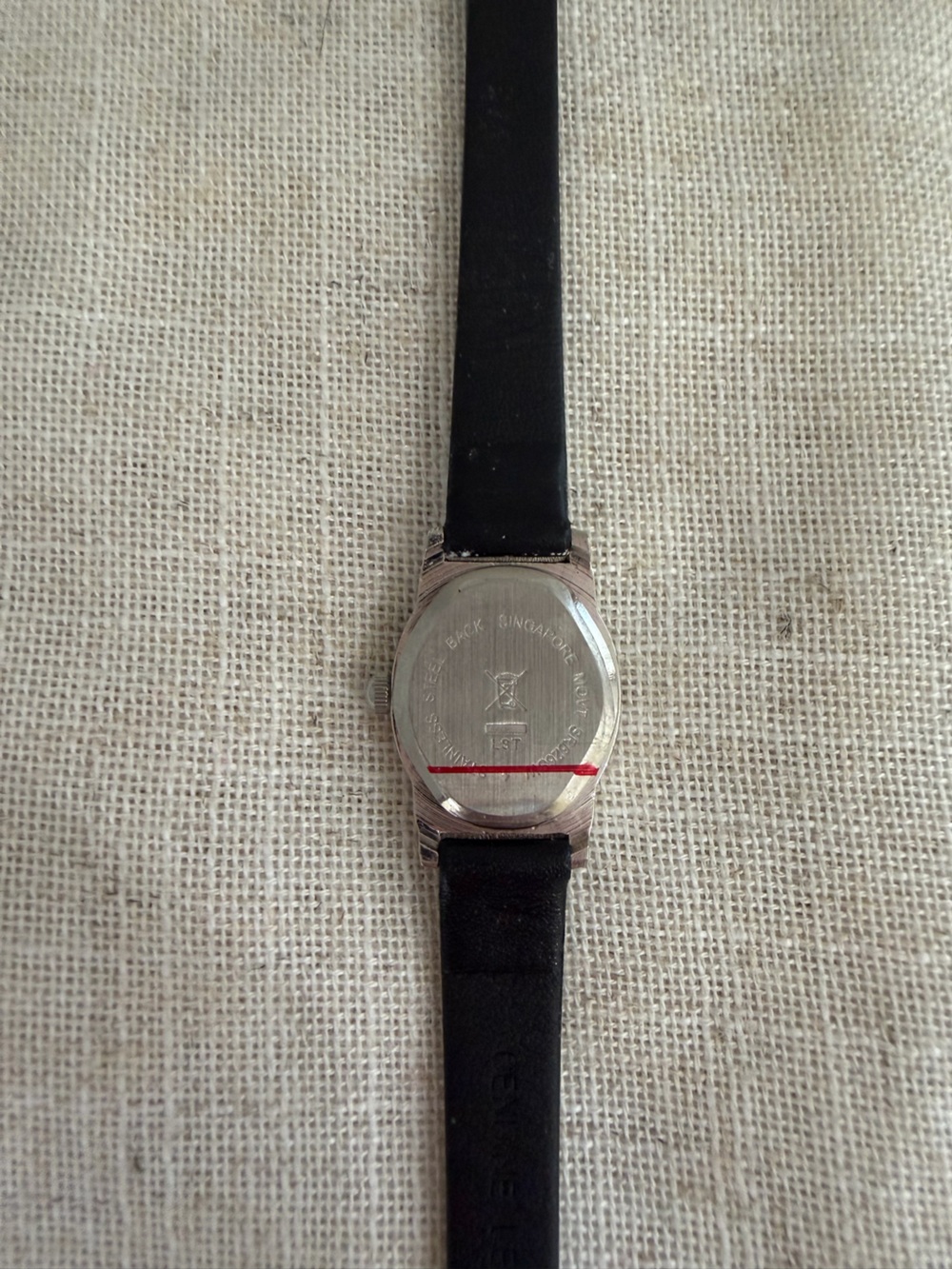 Diamond Accent Slim Black Leather Strap Watch with Silver Oval Face - Picture 6 of 6